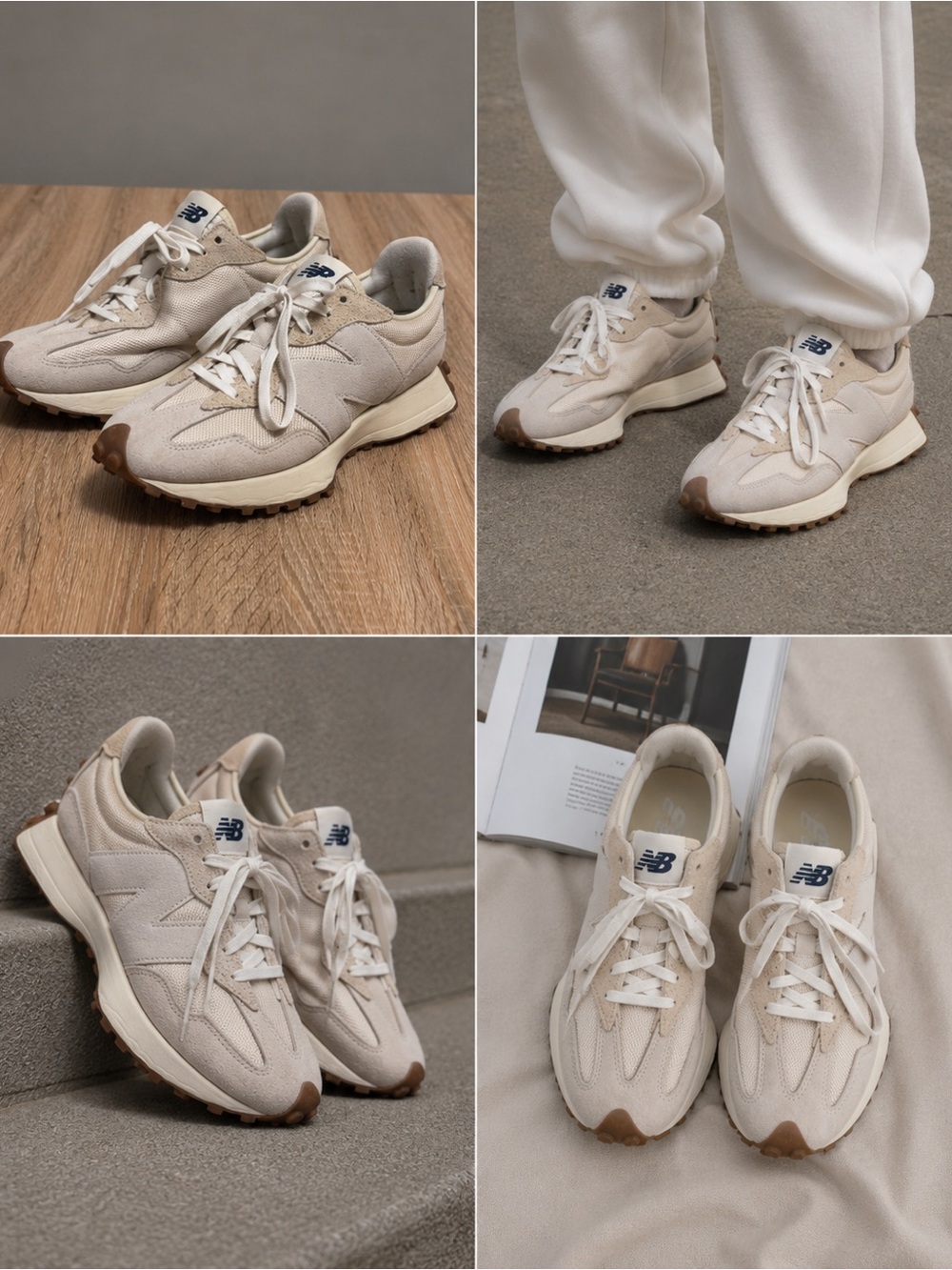 New Balance Beige and Creme Sneakers